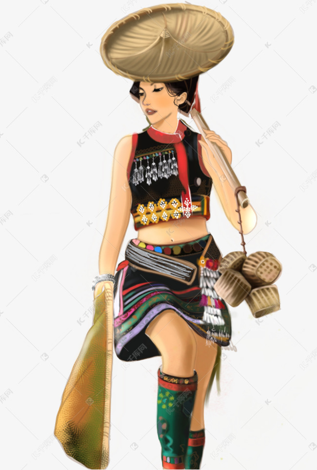更多花腰傣族服饰美女设计图片快来千库吧