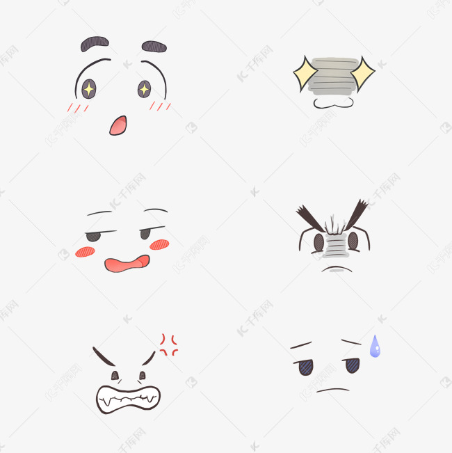哭泣可爱愤怒表情套图漫画五官面部表情素材图片免费下载 高清装饰图案psd 千库网 图片编号