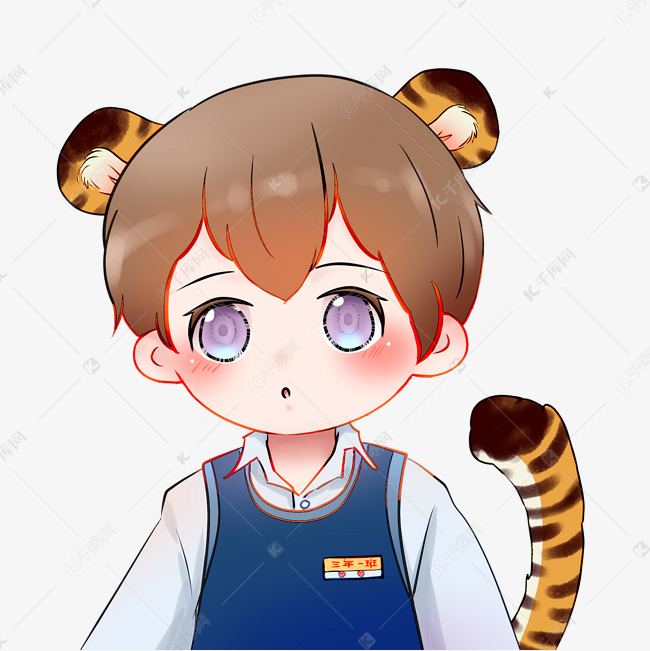 虎年二次元q版可爱男生头像