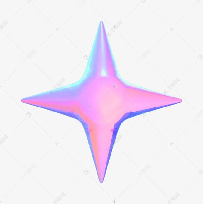 C4d潮流镭射渐变四角星素材图片免费下载 高清3d立体psd 千库网 图片编号