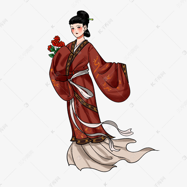 十二花神七月玫瑰李夫人素材图片免费下载 高清卡通手绘psd 千库网 图片编号