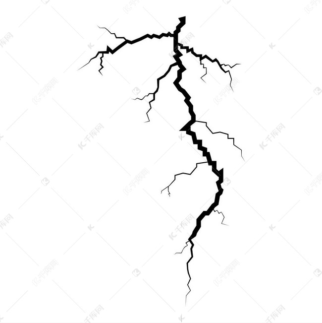 雷暴裂纹图标黑色矢量插图平面样式简单图像素材图片免费下载-千库网