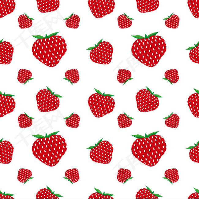 草莓果实的无缝图案。