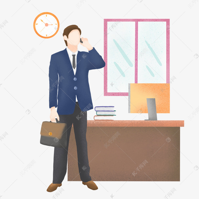 老板办公卡通插画素材图片免费下载-千库网