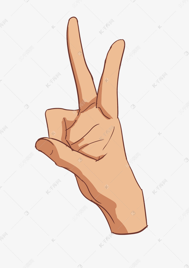 卡通双手比v手势