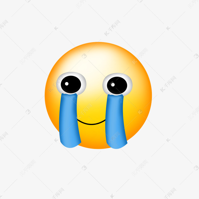苦涩卡通小黄脸哭泣表情