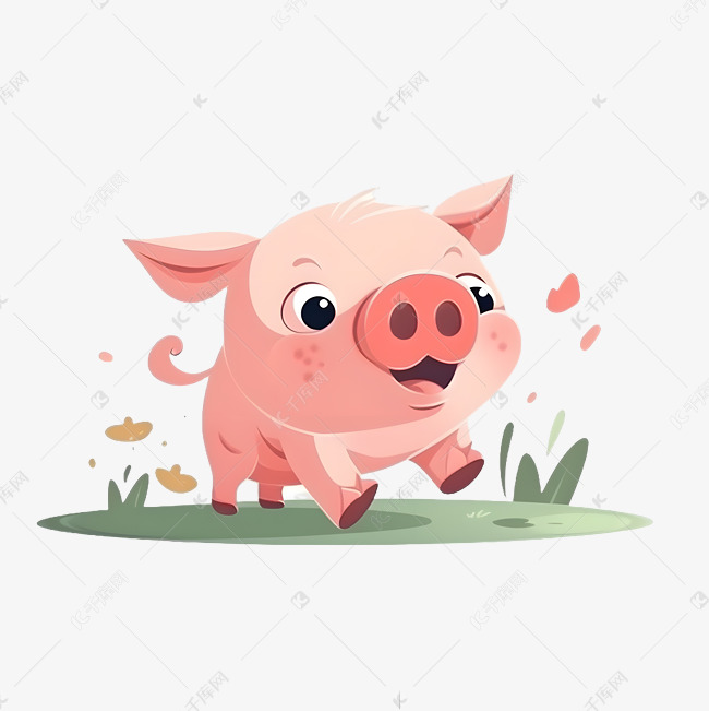 动物卡通可爱粉色小猪