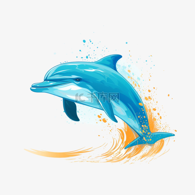 海豚海洋深海生物免扣素材手绘动