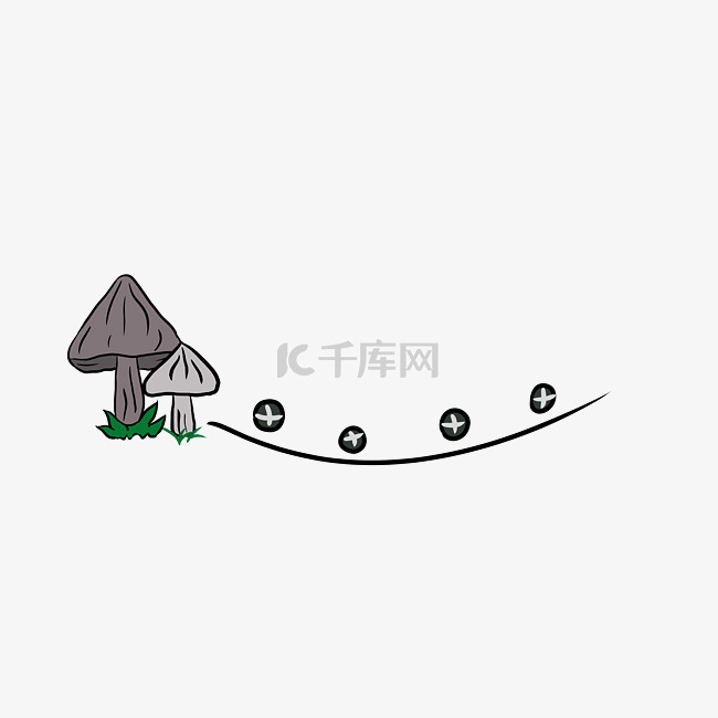 蘑菇分割线手绘插画