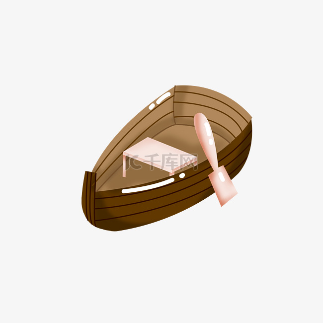 木制划桨小船