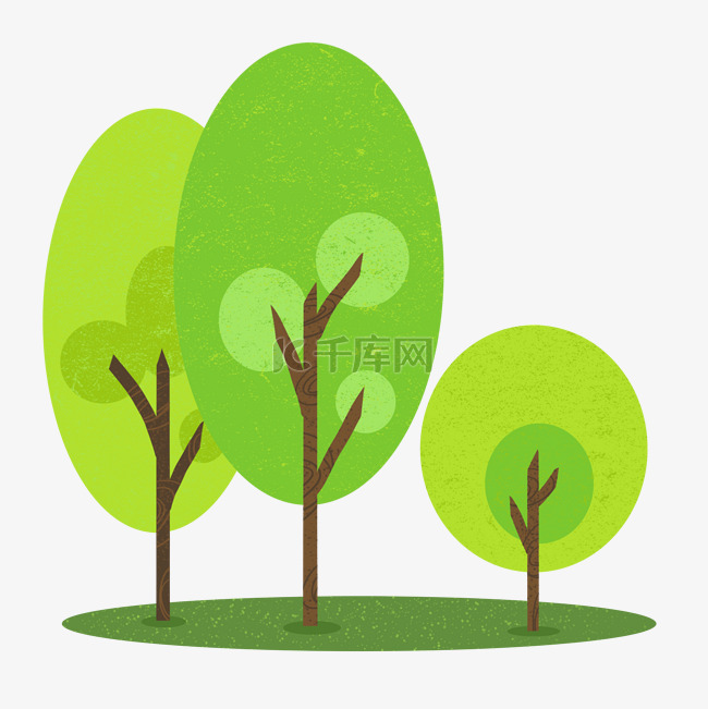 卡通手绘绿色植物树木树