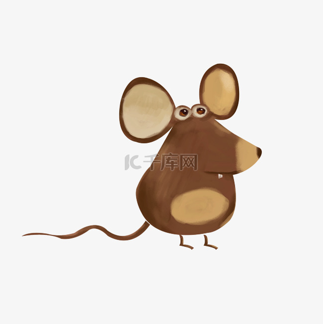 褐色的老鼠手绘插画
