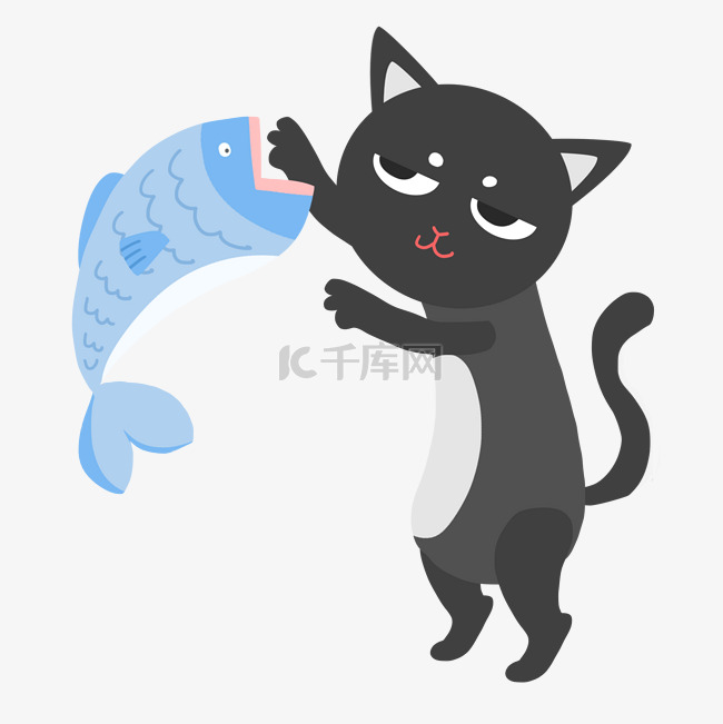 黑猫捉小鱼