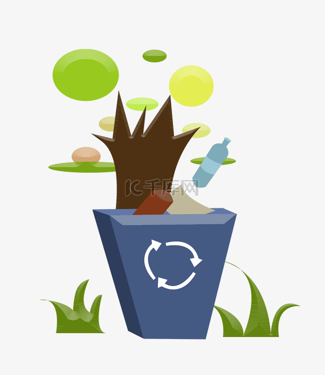 环境保护垃圾桶插画