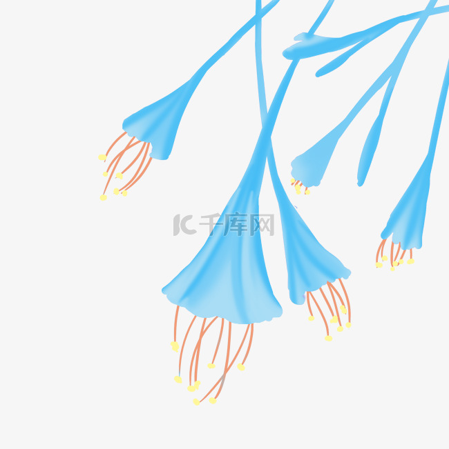蓝色鲜花插画
