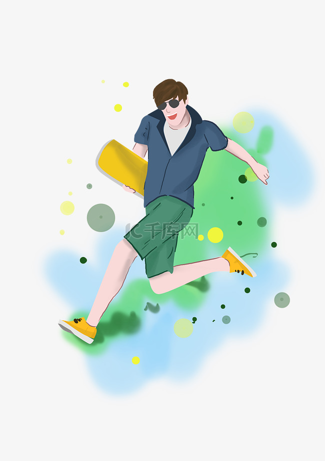 世界滑板日手绘男孩