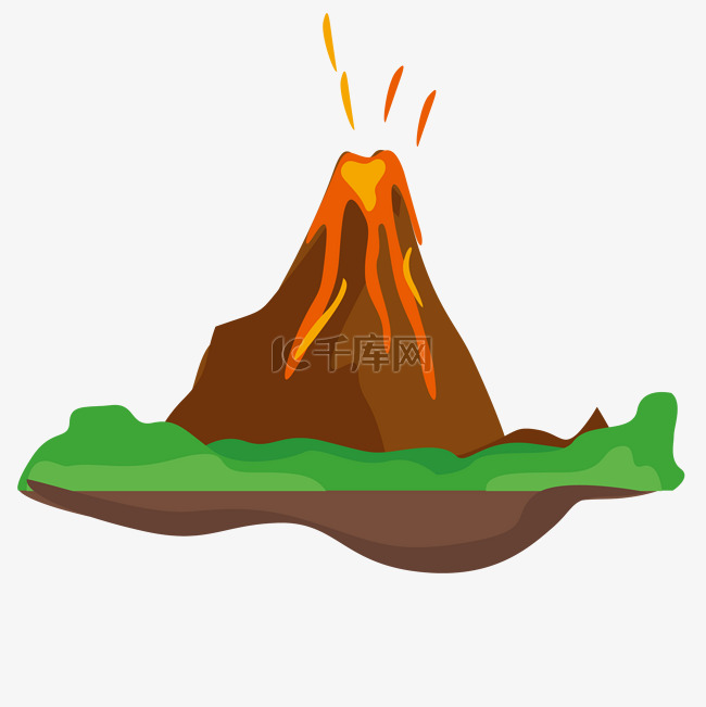 火山景物矢量插画