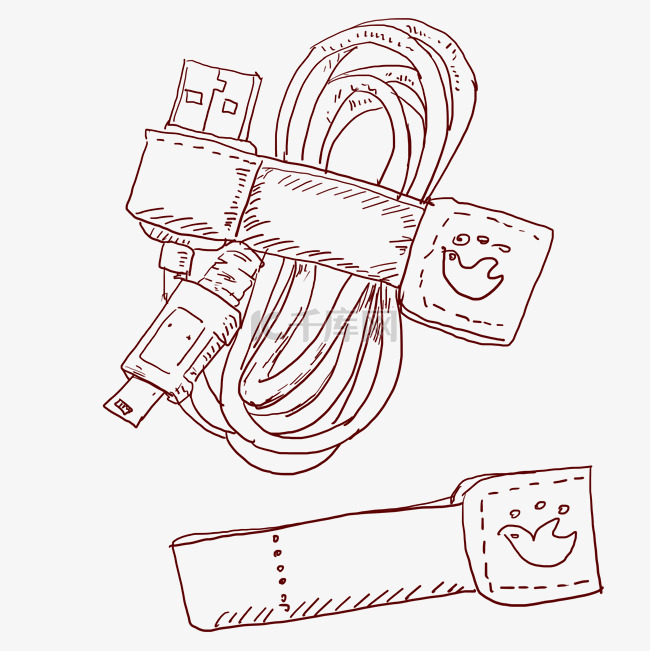 线描生活工具数据线