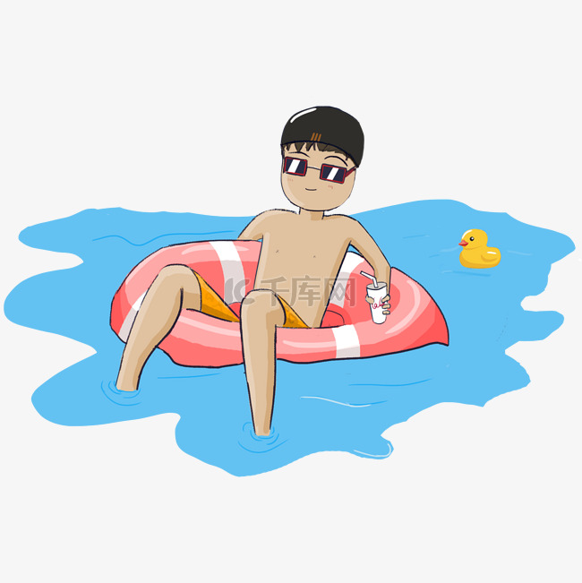夏季休闲游泳插画