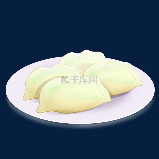 白色圆盘水饺