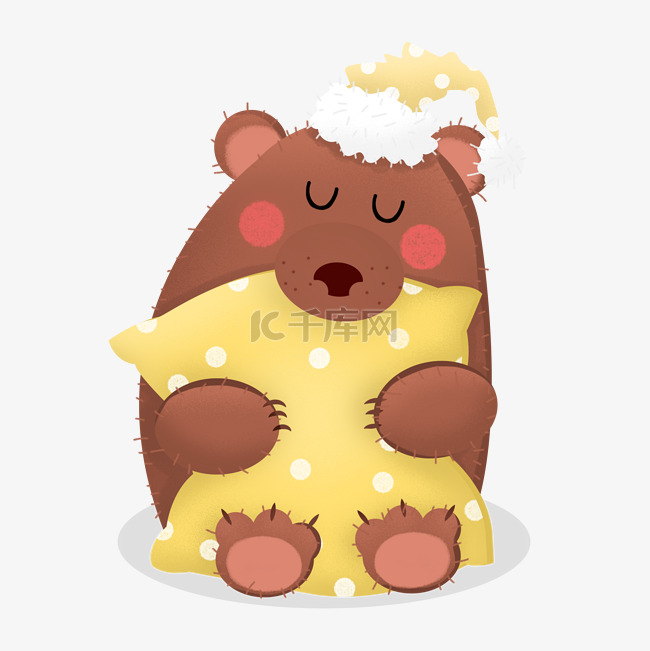 世界睡眠日可爱大熊抱抱枕睡觉
