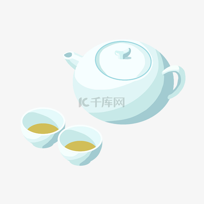 白色古风茶壶茶杯