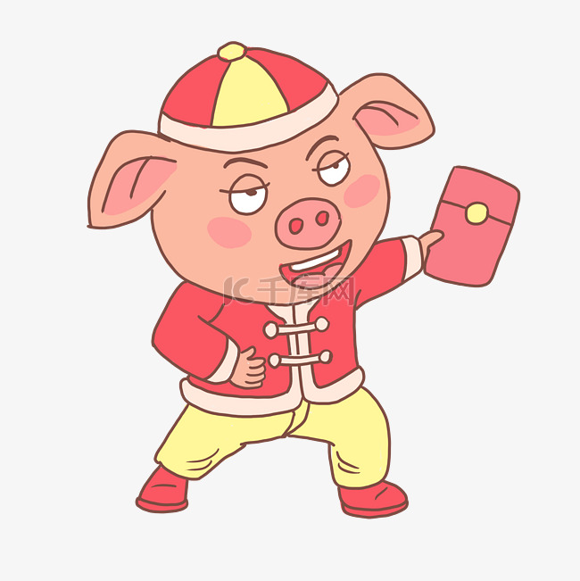 猪年手绘小猪发红包