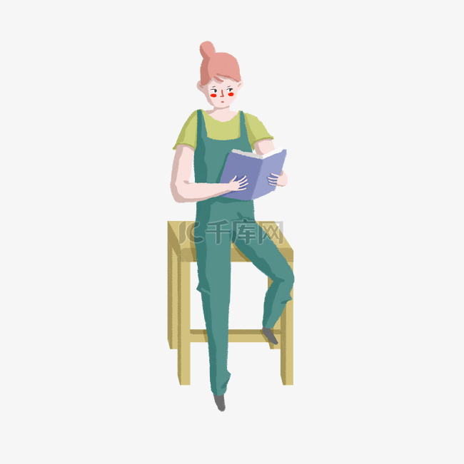 世界读书日女孩坐在椅子上看书