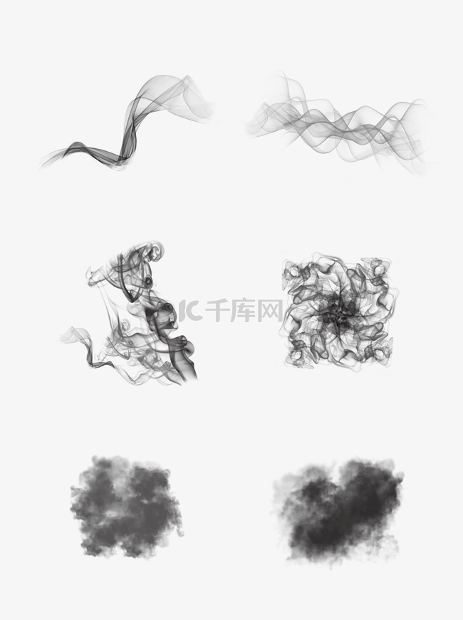 中国风元素黑色水墨烟雾装饰图案