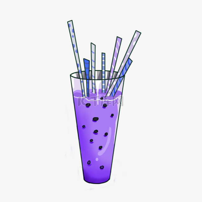 紫色迷幻插吸管紫色鸡尾酒杯