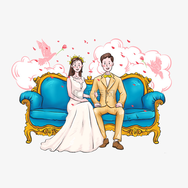 婚礼结婚婚纱照鸽子云朵