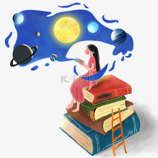 热爱读书学习阅读少女知识的海洋