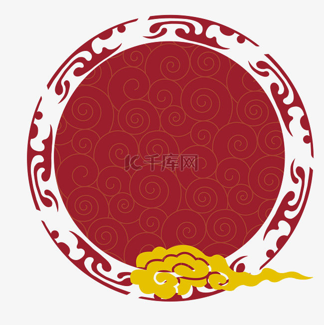 红色圆形中国风边框