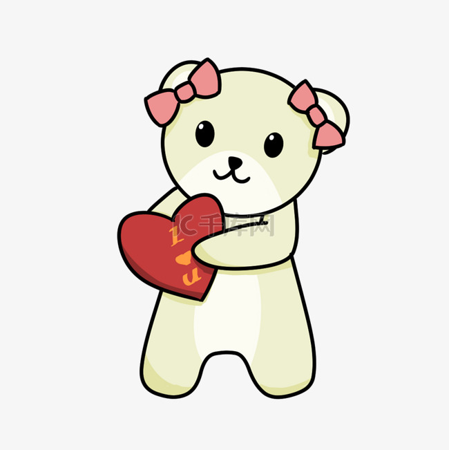 情人节抱着爱心的小熊