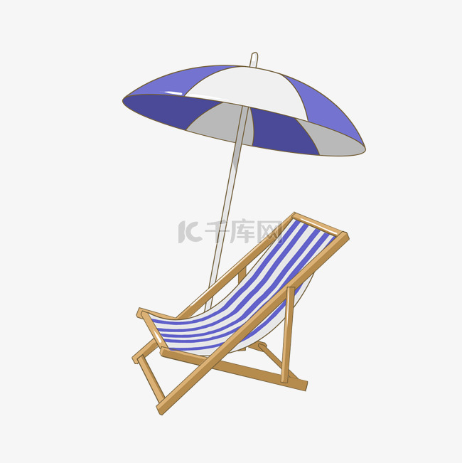手绘旅游休闲沙滩椅插画