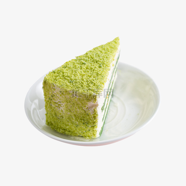 圆盘子里的绿色蛋糕