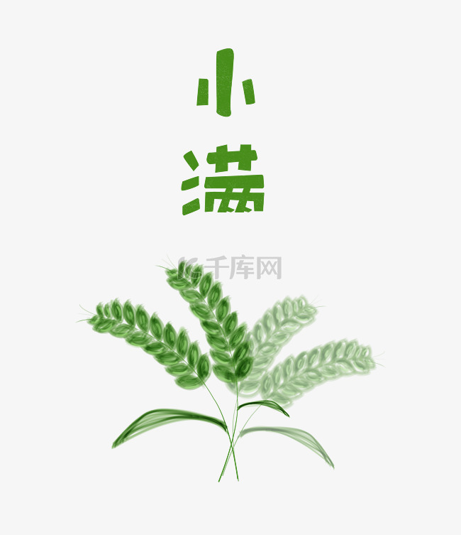 小麦水墨风格矢量图