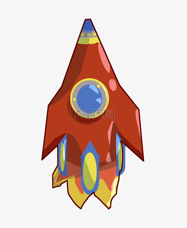 红色升空火箭插画
