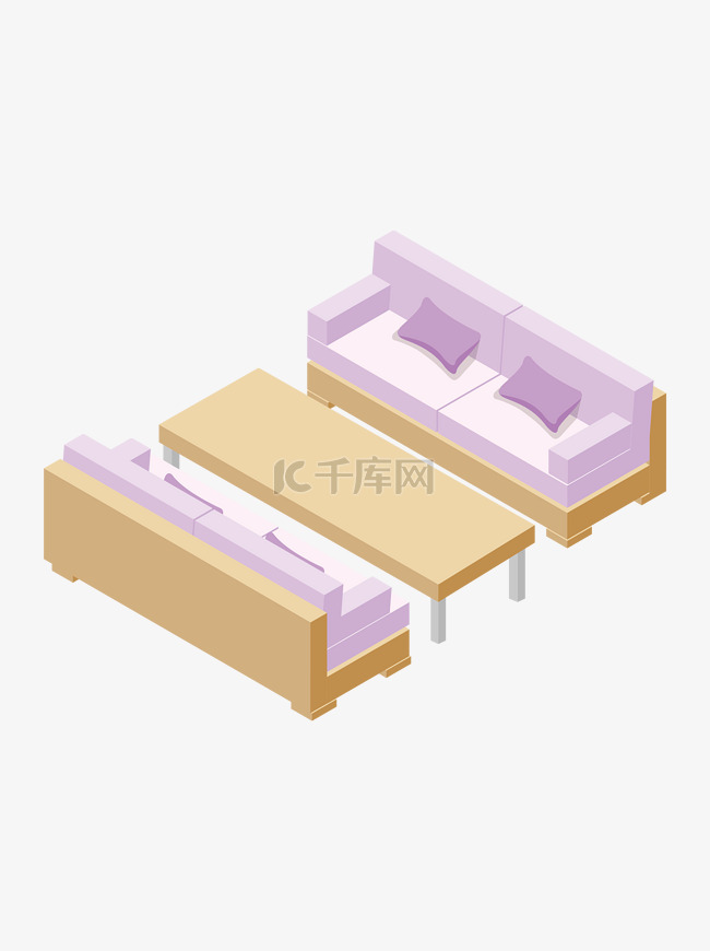 2.5D榻榻米沙发茶几室内家具元素