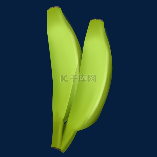 绿色手绘写实香蕉psd免抠图