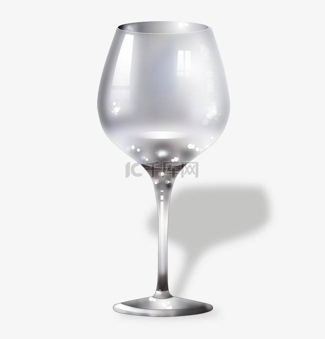 立体的透明的高脚酒杯