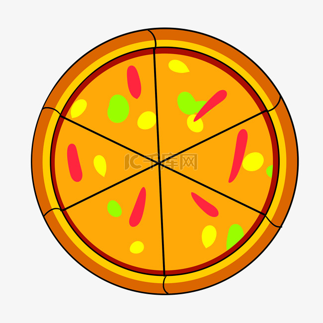 黄色圆弧披萨美食