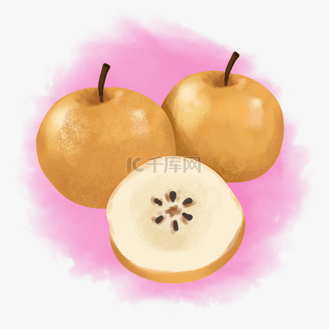 卡通手绘惊蛰应季水果之苹果梨