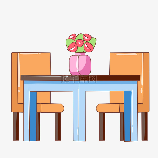 手绘卡通餐桌椅插画