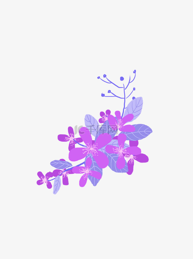 手绘紫色花卉可商用元素