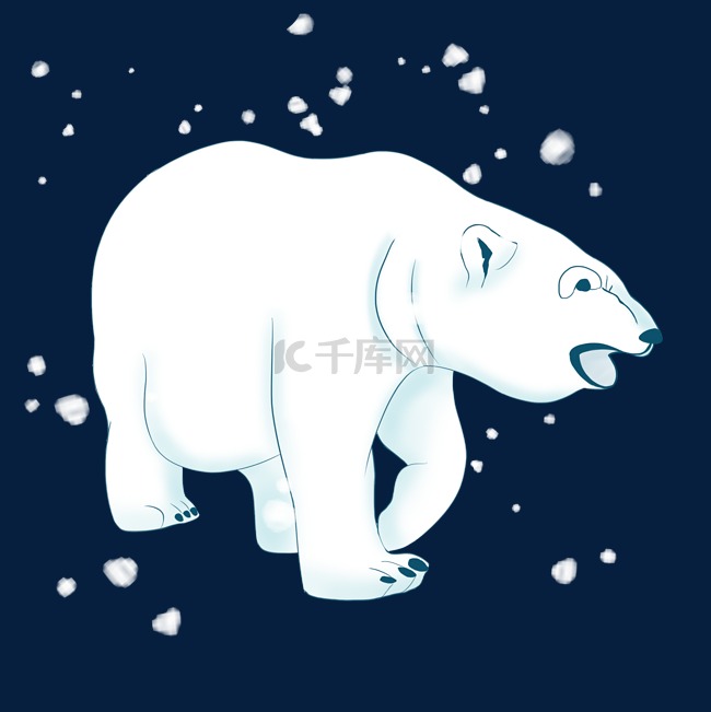 凶猛的北极熊手绘插画