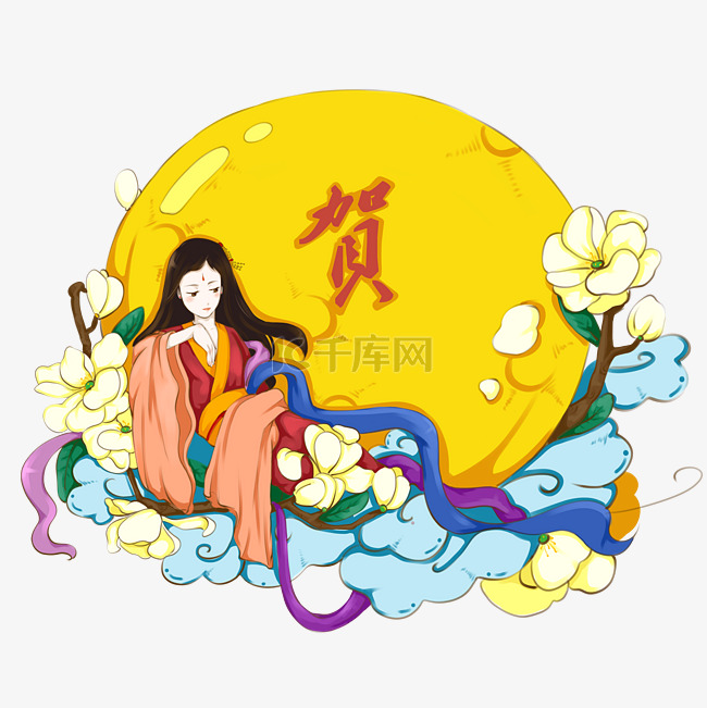 中秋节赏花依树素材