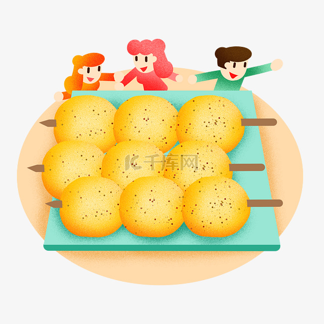 春天野餐烤饼插画