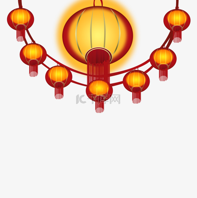 春节红色节日灯笼手绘