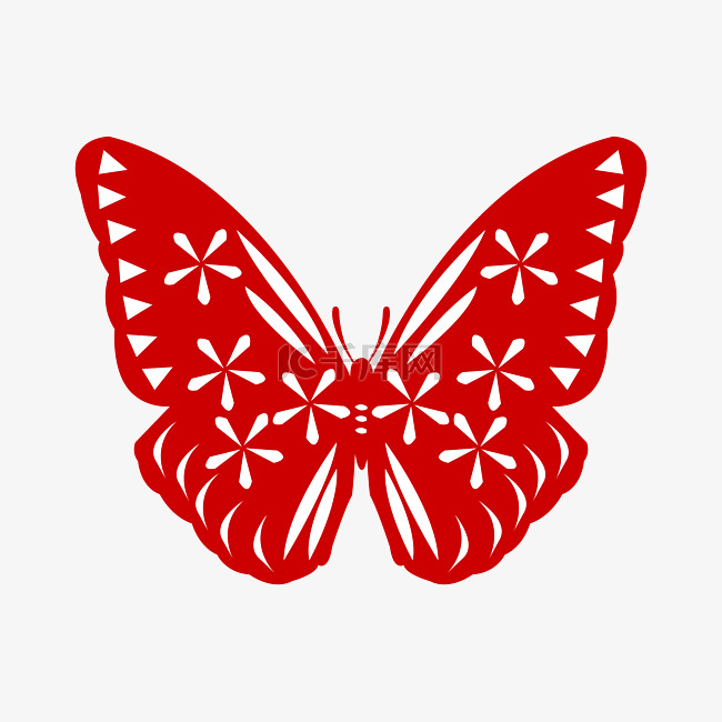 手绘红色蝴蝶剪纸